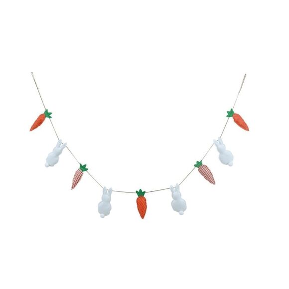 NWT 6ft Spring Easter Bunny Carrots Fabric Home Decor Garland - Picture 5 of 6